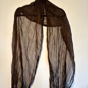 Ann Taylor Sheer Brown Chiffon Scarf Long Lightweight Elegant Wrap